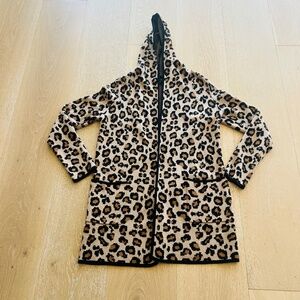 Rachel Zoe Leopard Print Hooded Cardigan Size Medium